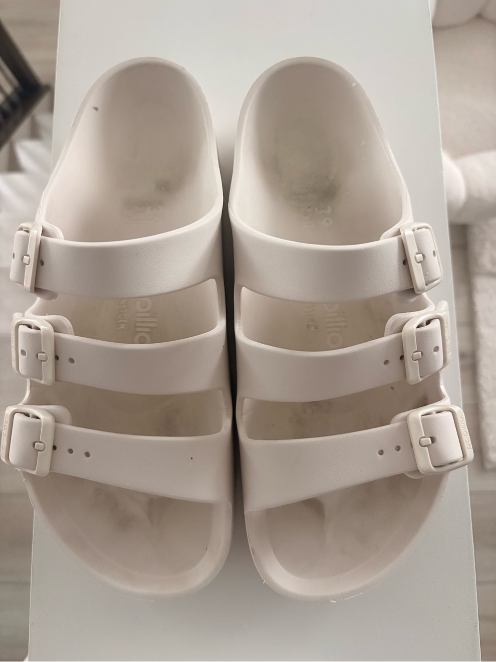 Papillio Triple Buckle Slip-On Sandals - Cream